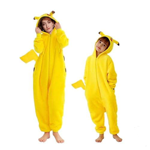 Udekit Pyjama mit Stehendem Schwanz, Karikatur Schlafoverall Strampler Onesies Schlafanzüge Robe Nachtwäsche Cosplay Kostüm für Erwachsene Halloween Karneval Party X-Large