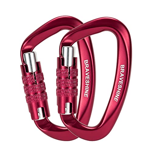 BRAVESHINE Karabiner Karabinerhaken, 12KN Twist Lock Karabiner 80mm Aluminium Karabinerhaken groß mit Belastbarkeit bis 1200KG für Hängematte Sonnensegel Hundeleine Schaukel, 2 Stück