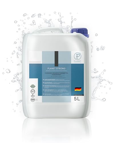 Planet Strong® - 5L alkoholfreies Desinfektionsmittel-Konzentrat, u.a. für Hände, Flächen & Haut - Gegen Bakterien, Viren, Sporen, Pilze, Hefen, Schimmel und Gerüche | Kanister (Halal & Koscher)