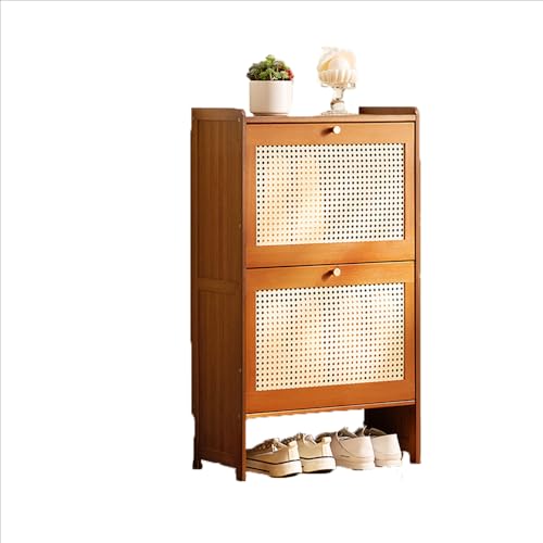 RR-YRN Schuhregal-Organizer-Schrank mit Klappschublade, schmaler Schuhaufbewahrungsschrank für den Eingangsbereich und das Wohnzimmer, versteckter Schuhschrank,Braun,2 Drawers 50cm