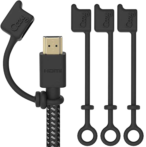 Cozy 4er-Pack HDMI-Kappen für HDMI-Kabel/Kabel/Haltegurt – bietet Staub- und Oxidationsschutz, Projektionsadapterabdeckung, schützt während der Reise, tragbar, entworfen (schwarz)