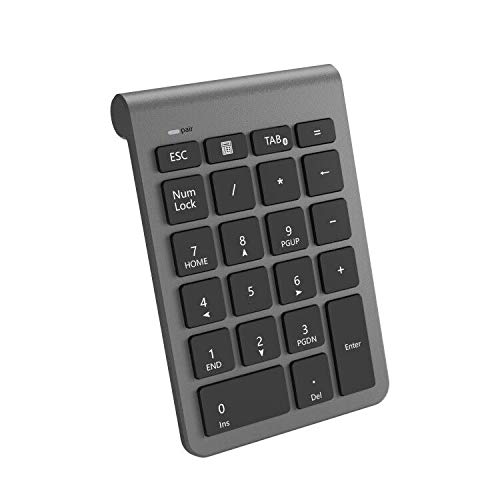 Cateck Ziffernblock Bluetooth, Nummernblock Numpad Bluetooth Ziffernblock mit 22 Tasten und Mehreren Tastaturkürzeln für Computer/Notebook/Laptop/Desktop/Tablet, Cool Grey