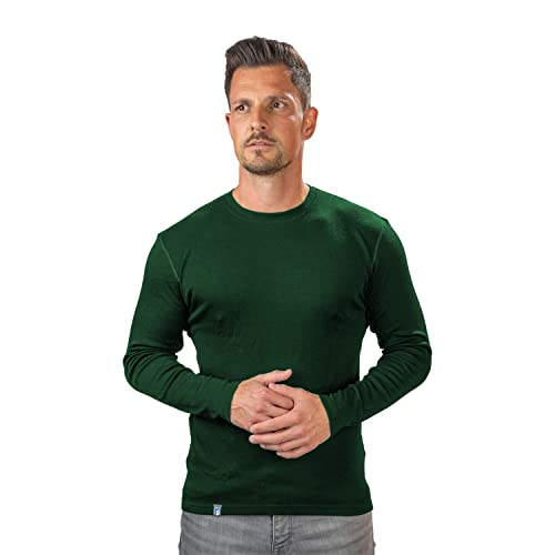 ALPIN LOACKER 100% Merino Langarmshirt Herren 230g/m2 I Feinste Merino Unterwäsche Herren I Langarm Wandershirt Herren I Langarm Merino Shirt für Outdoor und Sport, Grün L