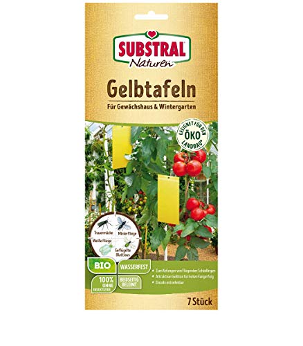 Substral Naturen Gelbtafeln, gegen Weiße Fliege, Minierfliege, geflügelte Blattlaus, etc. in Wintergarten u. Gewächshaus, 7 St.