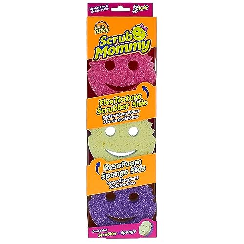 Scrub Daddy Scrub Mommy Putzschwamm, Topfreiniger Küchenschwämme, Putzmittel mit Texturveränderung, kratzfreier Spülschwamm, geruchsresistenter Smiley Schwamm, Geschirrschwamm - 3er Pack Assortiert