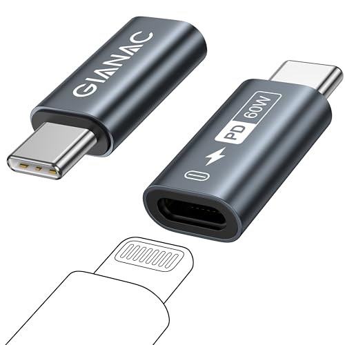 Lightning auf USB C Adapter [2Stück] Adapter Lightning auf USB C Schnelles Laden,Output Power MAX Kompatibel PD 60W für iPhone15/15 Pro/15 Pro MAX, Samsung Galaxy S23/S22/S21/S20/Note10