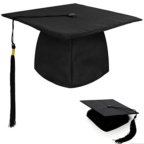 BOOSHMall Bachelor hut, Abschluss Hut Doktorhut Graduation Hat Absolventenkappe Bachelor Absolventenhut für Abschlussfeiern vom Studium, Abitur, Hochschule, Universität - Schwarz