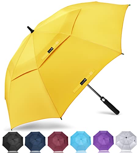 ZOMAKE Regenschirm Sturmfest Groß,XL Golf Umbrella Stockschirm mit Auf-Zu-Automatik für Herren Damen - Travel Schirm mit Tragegurt(Gelb)