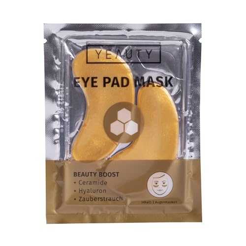 YEAUTY BEAUTY BOOST EYE PAD MASK, die superweichen Augenpads mit dem luxuriösen Elixir aus Gold, Ceramide, Hyaluron und Zauberstrauch versorgt und glättet die Augenpartie, 1x 2 Stück