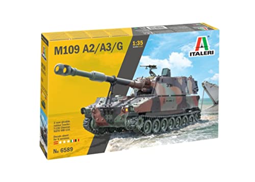 Italeri 6589 6589S 1:35 M-109/A2-A3G Haubitze-originalgetreue Nachbildung, Modellbau, Plastik Bausatz, Basteln, Hobby, Kleben, Modellbausatz, Zusammenbauen, unlackiert, grün (IT6589)