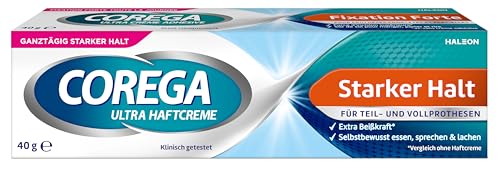 Corega Ultra Haftcreme Starker Halt für Zahnersatz/dritte Zähne, 1x40g