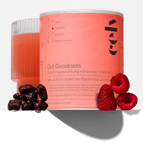 célv Gut Goodness | Himbeer/Cranberry Getränkepulver für ein gutes Darmgefühl, Pulver Darmbakterien | Made in Germany | 30 Portionen