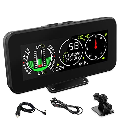 BELEY GPS Neigungsmesser Offroad Auto - DC 10V-30V Multifunktions-Tachometer Digitaler Winkelmesser Kfz mit Koordinatenanzeige