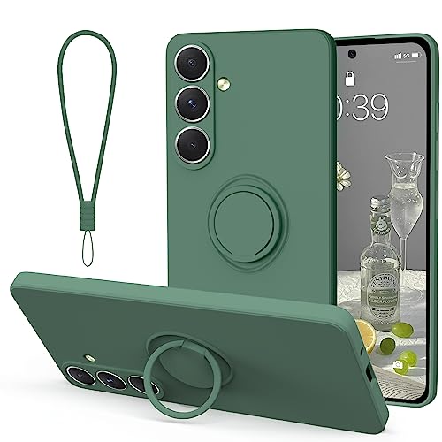 Andwing für Samsung Galaxy A54 5G Hülle Silikon, Handyhülle Samsung Galaxy A54 5G Case mit Ring Halter Stander Dünn, Kameraschutz Flexibel Bumper Case für Samsung Galaxy A54 5G 6.4in Dunkel Grün