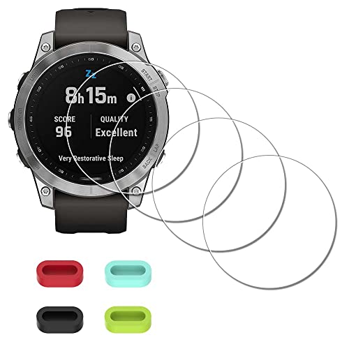 iDaPro Displayschutz schutzfolie für Garmin Fenix 7 Pro Sapphire Solar/fenix 7 Pro Solar/Fenix 7 / fenix 7 Sapphire Solar+ 4-teiliger Ladeanschlussschutz Glas Displayschutzfolie [4 Stück]