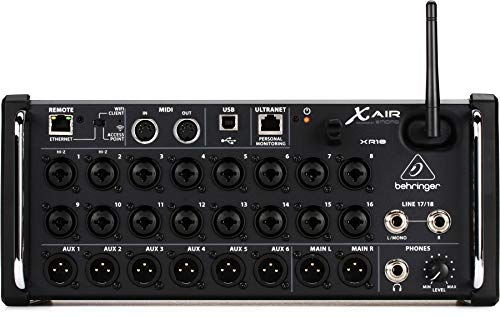 Behringer X AIR XR18 18-Kanal, 12-Bus-Digitalmixer für iPad/Android-Tablets mit 16 programmierbaren Midas-Vorverstärkern, integriertem WLAN-Modul und Mehrkanal-USB-Audio-Interface