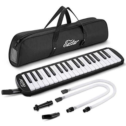 Eastar Melodica 37 Key Klavierstil Melodica Instrument für Kinder und Anfänger mit Mundstücken, Tragetasche, Schwarz