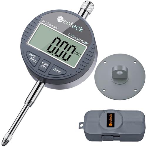 Neoteck Digitale Messuhr 0.01/0.0005'' Digital Messuhr Messtaster 0-25.4mm/1'' Digital Dial Indicator Messgerät für Labor Werkstatt 3D Drucker