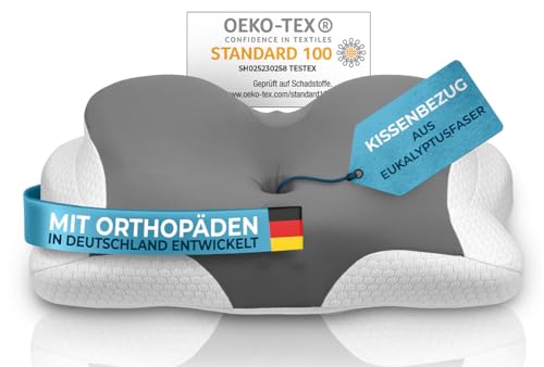 Glückstoff® Kissenbezug für Orthopädisches Kissen [mit Kühl- und Wärmeeffekt] aus Eukalyptusfaser (Lyocell) und Spandex | Weich & Kuschelig | Ersatzbezug | Ergo | Version: Allrounder