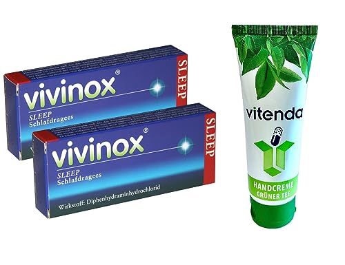 VIVINOX Sleep Schlaftabletten 2x20 Tabletten inclusive einer Handcreme von vitenda - Bei Ein- und Durchschlafstörungen