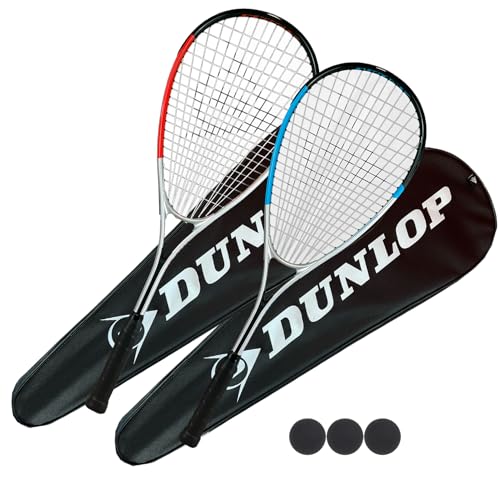 Dunlop Hyper Squashschläger Deluxe Squash-Set, inkl. Schutzhüllen in voller Länge und 3 Squashbällen