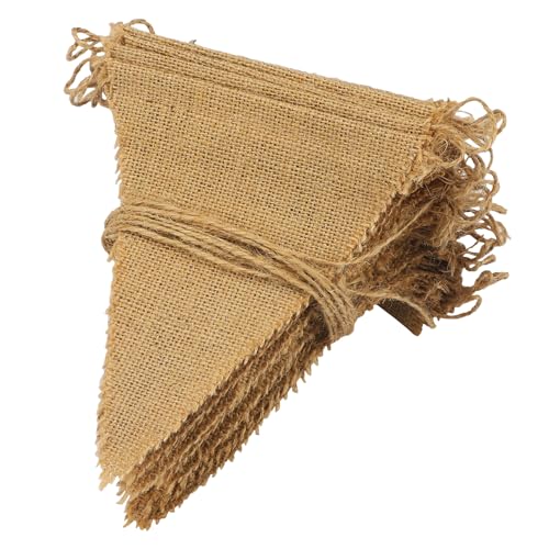 G2PLUS Rustikale Hessian Wimpelketten, 15m Jute Wimpel Girlanden, 48pcs Garten Wimpelgirlande für Rustikale Hochzeit, Geburtstagsfeier, Garten Dekoration