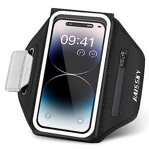 Sportarmband Handy Universal, Handyhalterung Joggen Mit Kopfhörer Tasche Running Armband für iPhone 14 Pro Max/14 Pro/13 Pro/12/11 Galaxy S23 Ultra/S22 Handytasche für Joggen Running Bis zu 6,8"