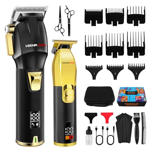 HIENA PRO Professionelle Haarschneider Set für Männer, Barber Kit für Haarschnitt, Haarschneidemaschine, Haarschneider und Trimmer Set, Haarschneider Kit mit LED-Anzeige für wiederaufladbare USB