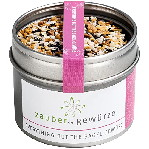 Zauber der Gewürze Everything but the bagel Gewürz - Sesam-Würzmischung aus geröstetem Sesam, Knoblauch, Zwiebeln, Salz und Mohn als Topping für Bagel, Brot, Frischkäse, Salat oder Fleisch, 65 g