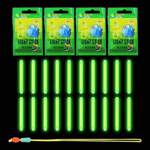 Toulifly Nachtlicht für Angelrute, Leuchtstäbe für Angelrute, Starlight Angeln, Glow Stick Nachtangeln, Bobber-Lichter, Fluoreszierendes Grün, für Nachtangeln (20 Stück)