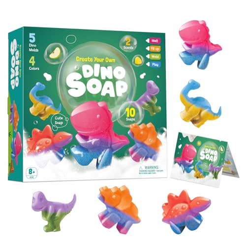 Dr. Daz Make Your Dino Soap Dinosaurier Seifenherstellung Set Kinder Seife Selber Machen Herstellen Set Seifen Gießen Starterset Bastelset Kinder Experimentierkasten Geschenk Mädchen Ab 7 8 9 10 Jahre