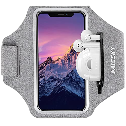 HAISSKY Sportarmband Mit Kopfhörer Tasche Sportarmband Handytasche Sport für iPhone 14 Pro Max/13 Pro/12/11 Pro/XR/X/8 Plus, Huawei P50 Pro/P40 Pro/Mate 50 Xiaomi, Galaxy Handyhülle Running Armband