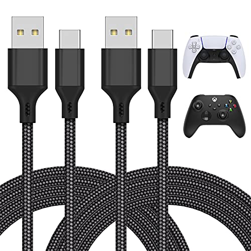 FYOUNG 2 x 3 m Ladekabel, kompatibel mit PS5-Controller, Typ C, Schnellladekabel, kompatibel mit Xbox Series X/S, Universal-Ladegerät, geflochten, aus Nylon, kompatibel mit Swith und Switch Lite