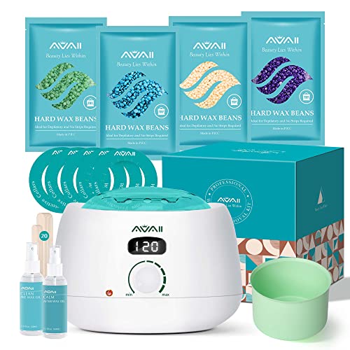 Waxing Set Wachs Professionelles, Wax Maschine mit 400g Wach Perlen, 1 Silikonschale, 2 Flaschen Behandlungsöl für entspannte Haut und wirksame Haarentfernung durch Wachsen Wachswärmer