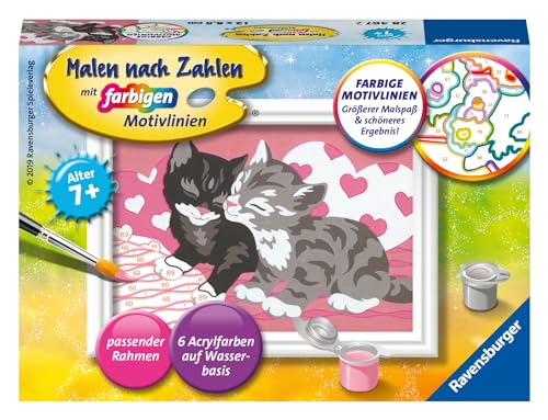 Ravensburger Malen nach Zahlen 28467 - Kuschelkatzen - Malen nach Zahlen für Kinder ab 7 Jahren