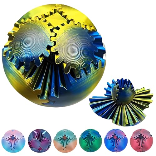 Gear Ball, 3D gedruckt Gear Ball Spin Ball oder Cube Fidget Toy, Gear Sphere, Gear Ball Fidget Toy, Stress Ball, A Toy to Pass the Time, Fidget Ball, Gear Toy for Stress and Anxiety Relaxing(Style G)