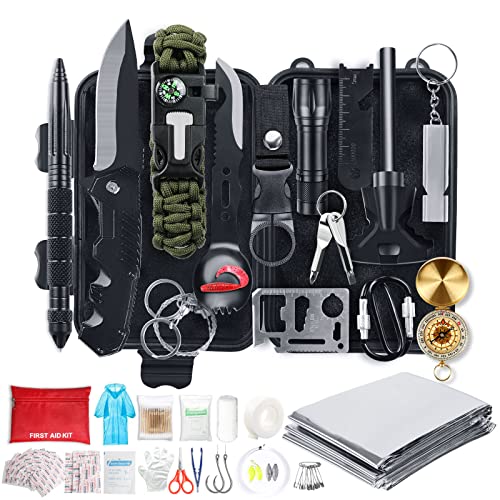 First Aid Survival Kit, 246 in 1 Erste Hilfe Set Auto Outdoor Zuhause, Notfall Ausrüstung Stromausfall Überlebensausrüstung für Camping/Bushcraft/Wandern/Vatertagsgeschenke für Papa