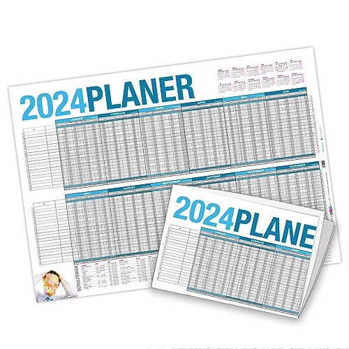 itenga Urlaubsplaner Wandkalender DIN A2 (59,4 x 42,0 cm) 250g/m² Personalplaner, gefalzt (2024)