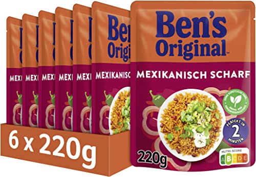 BEN'S ORIGINAL Express-Reis Mexikanisch Scharf, ideale Zubereitung von Gerichten in der Pfanne, 6 Packungen (6 x 220g)