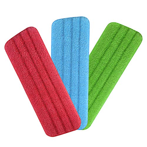 URAQT Mop Pads, 3 Stück Mop Microfaser Reinigung Pads, Nachfüllpack Wischbezug Bodenwischer Ersatzbezug, Saugfähiger Wischmopp Reinigungskissen für Spray Mops und Reveal Mops - 42 x 14 cm