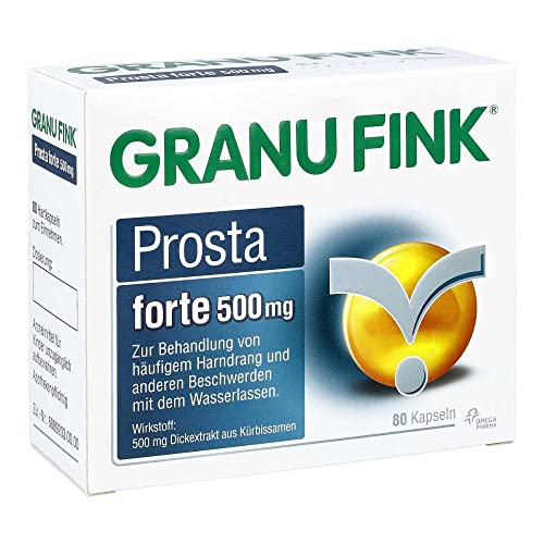 GRANU FINK Prosta Forte 500 mg - Pflanzliches Arzneimittel zur Behandlung von Prostata-Blasenbeschwerden - mit einzigartigem Uromedic® Kürbis - 1 x 80 Hartkapseln