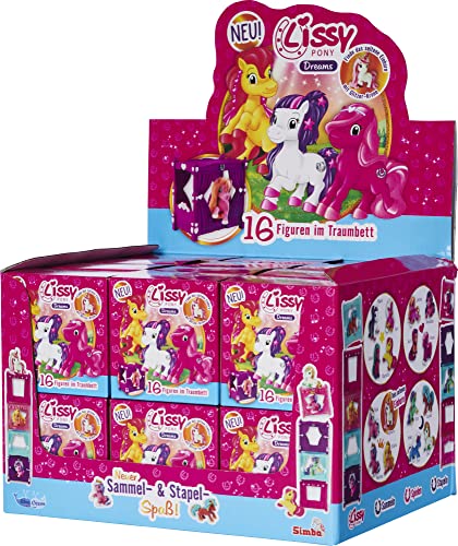 Simba 105953583 - Lissy Pony Dreams, Pferde zum Sammeln, 16-fach sortiert, es wird nur ein Artikel geliefert, mit Traumbett, Sammelfigur 5cm, ab 3 Jahren, Einzelpack