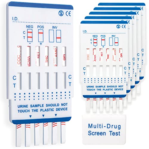 5 x Drogentest-Kits | Testet den Urin auf 6 Drogen | Ketamin, Kokain, Cannabis, Opiate, Amphetamine und Ecstasy (6-Parameter Test)