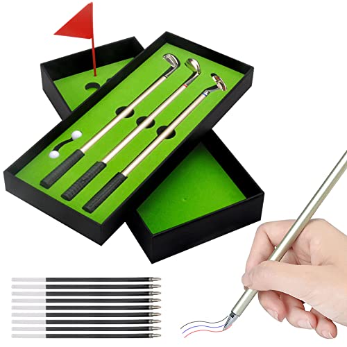 DAWRIS 3 teiliges Golf Stifteset,Geschenke für Männer Lustige Geschenke Golfstift minigolf Schreibtisch Set Golf Golfstift minigolf Geschenke für Papa