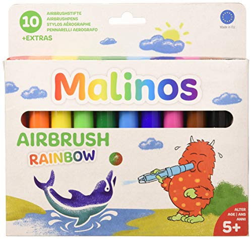 Malinos 300914 Airbrush Rainbow, Pustestifte, Regenbogen bunt, 10 Stück, 10 Farben (1er Pack)