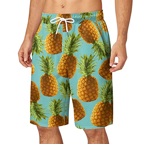 Hawaiianische Strandshorts für Herren Herren Sommer Plus Size Hosen Tasche Kordelzug Lose Lässige Sport Laufende Gerade Fünf Punkte Shorts Strandhose Badehose Verfärbt (Mint Green, M)