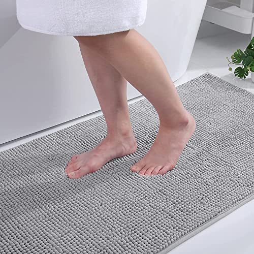 Homaxy Chenille Badezimmerteppich rutschfeste Badematte Waschbar Badteppich Weich Badvorleger Saugfähige Duschvorleger für Badezimmer - 40x60 cm, Hellgrau