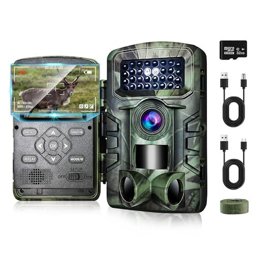 YEEFON Wildkamera, 58MP Full HD Wildkamera mit 32G Speicherkarte, IP66 Wasserdicht Tierkamera, Wildtierkamera mit 2.0" Videobildschirm, Wildtier Kamera Überwachung Aussen, Nachtsichtkamera