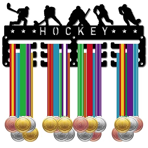 CREATCABIN Hockey-Medaillenhalter,Läufer,Medaillenaufhänger,Präsentationsständer,Sport-Metallaufhängung,Auszeichnungen,Eisen,Kleine Halterung,Auszeichnungen Für Läufer,Marathon,Schwarz,29x13cm