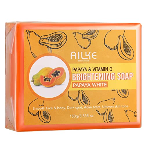 AILKE BOOST LUSTER Papaya Brightening Soap, mit Glutathion, tief feuchtigkeitsspendende, nährende, glatte, milde, hautstrahlende Seife, für alle Hauttypen, 150 g